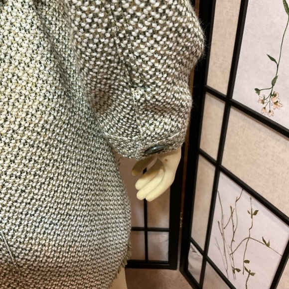 Tulle Avocado and Lime Green Tweed Coat with Fringe - Picture 6 of 11